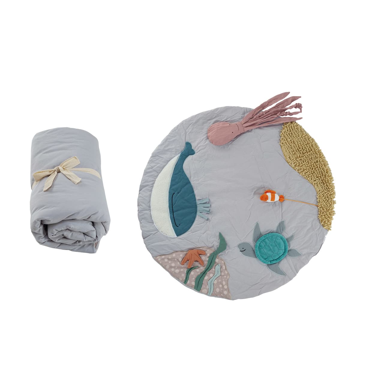 Hello Honey® 39.25" Multicolor Polyester Roll-Up Playmat with Sea Creatures